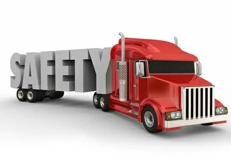 Safety Sign on Red Big Rig Trailer