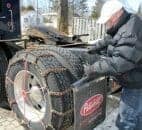 Semi truck chaining up process