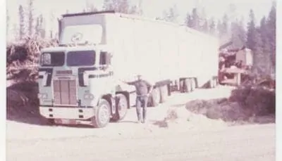 1975 White-Freightliner Old Cabover Rig with Driver