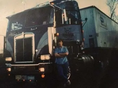 Old Kenworth Cabover Blue with Trucker