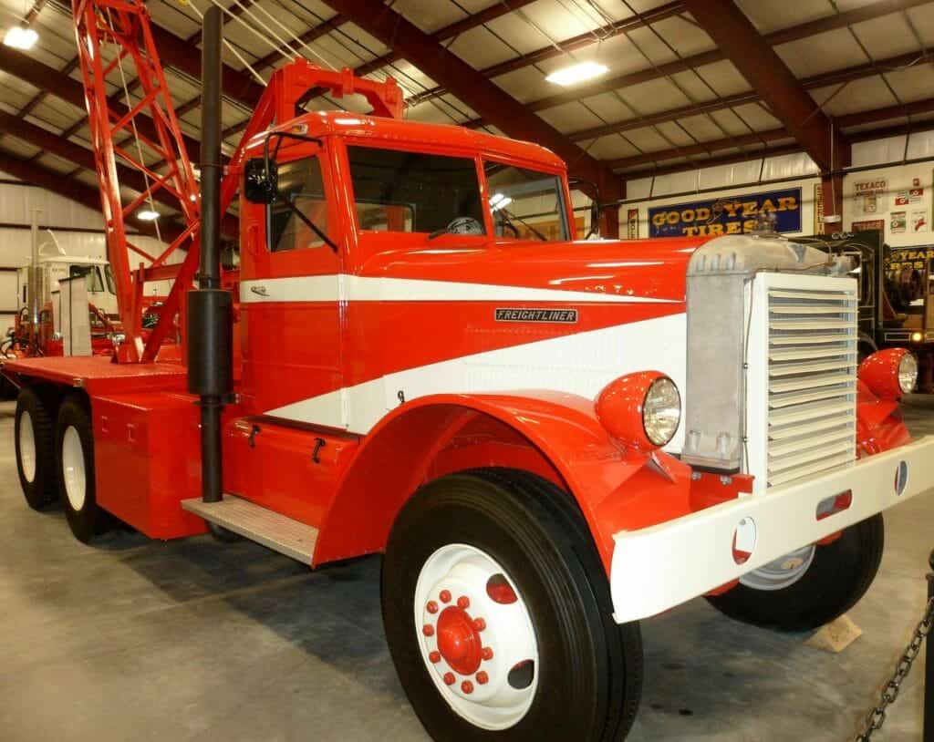 Red White Vintage Freightliner Truck