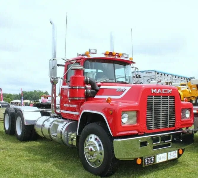 Red White R Model Mack Truck