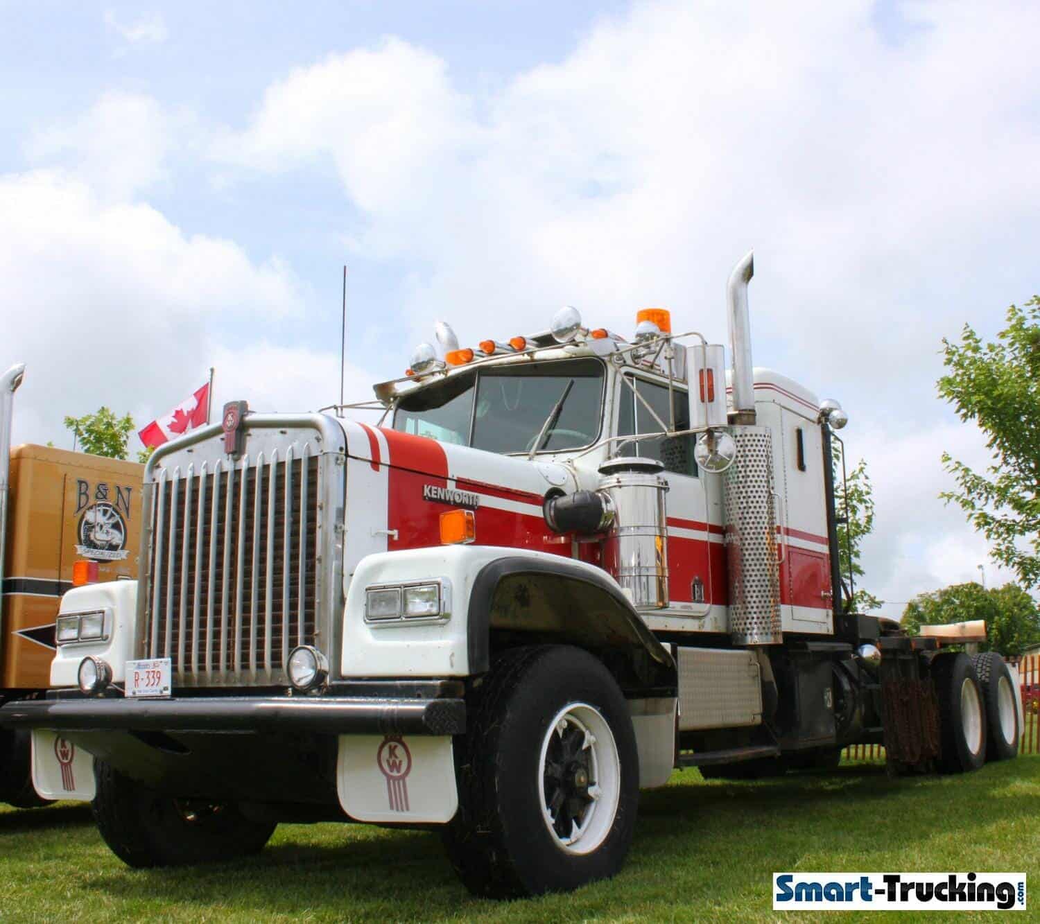 Kenworth W900A White Red Truck