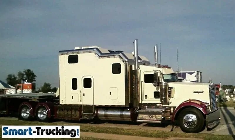 Kenworth White Purple W900 Big Sleeper Berth