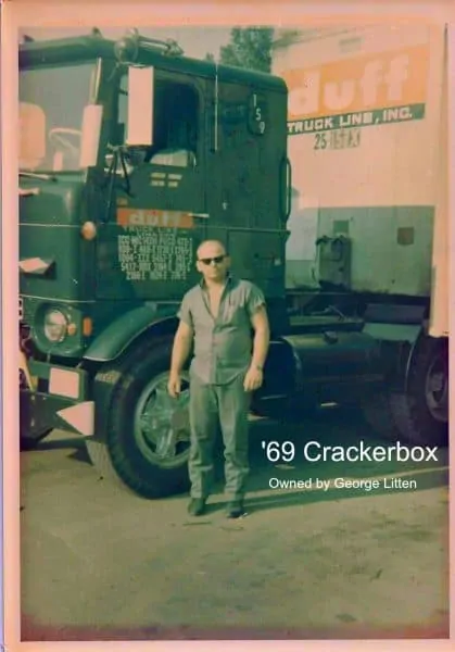 1969 Crackerbox Cabover With Trucker Beside Truck 