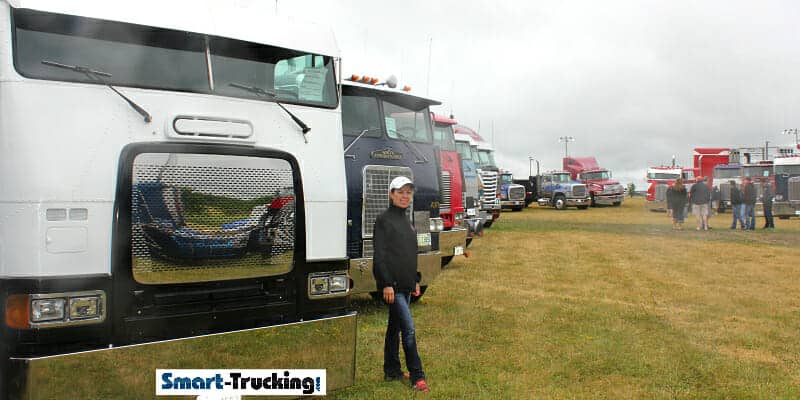 CATHERINE AT SMART TRUCKING WITH CABOVERS CLIFFORD TRUCK SHOW