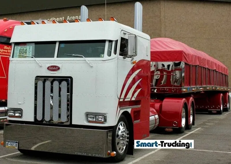 Peterbilt Custom Cabover Red White with Custom Stainless Trailer