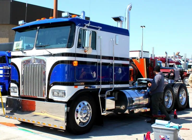 Blue White Kenworth Cabover Truck