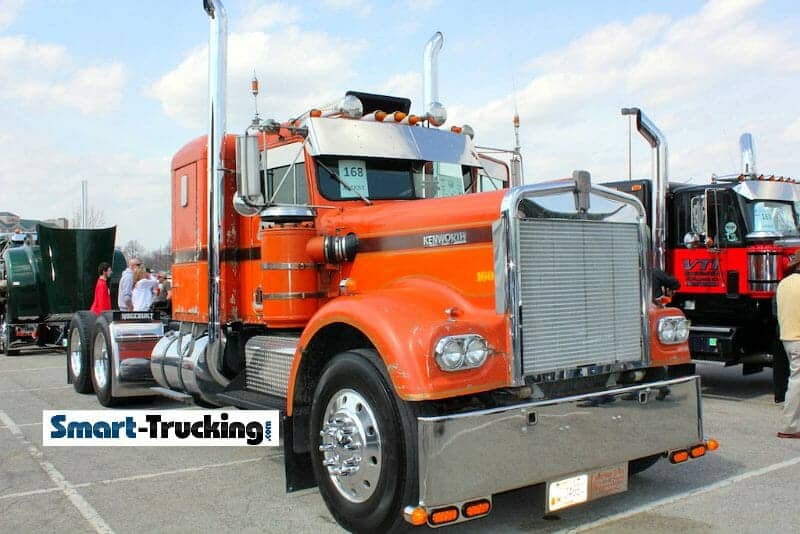 Orage and Brown Big Rig Truck Older Model Rebuilt Kenworth Big Rig Truck