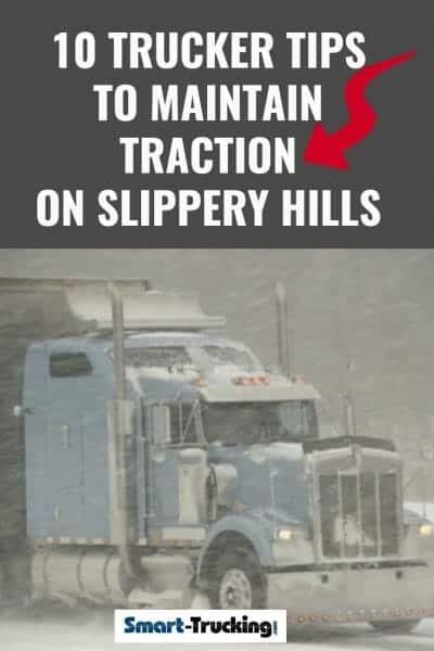 BLUE KENWORTH TRUCK ON THE ROAD IN A SNOW STORM