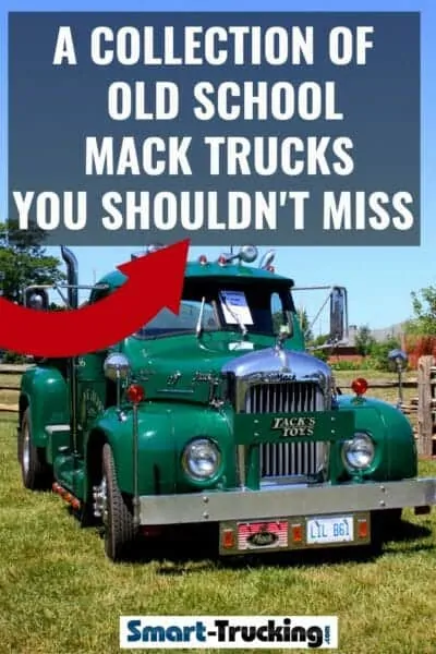Green Older Model Mack Truck Sitting in a Field