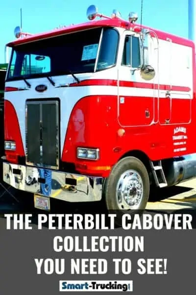 Red and White Peterbilt Cabover Truck