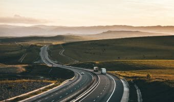 Highway and mountain in background