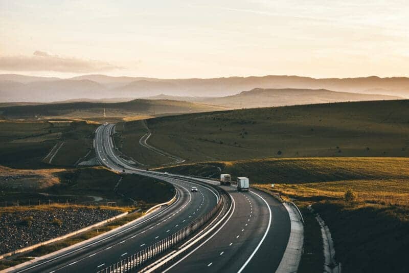 Highway and mountain in background