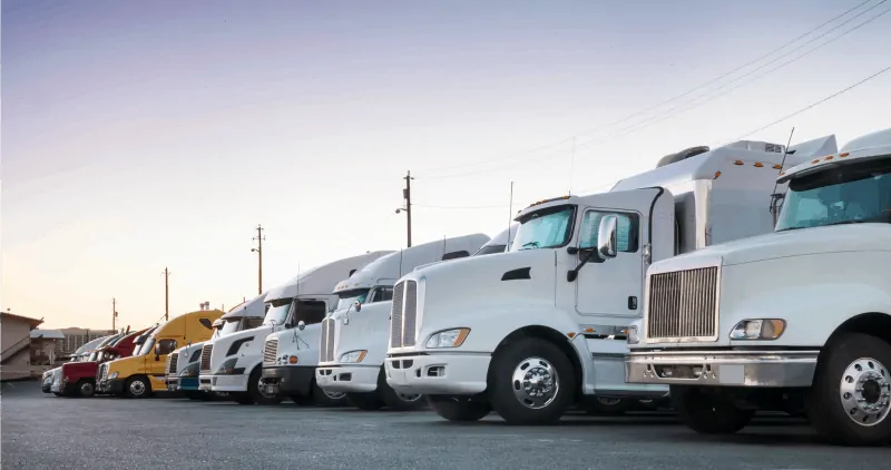 Row of Fleet Semi Trucks 