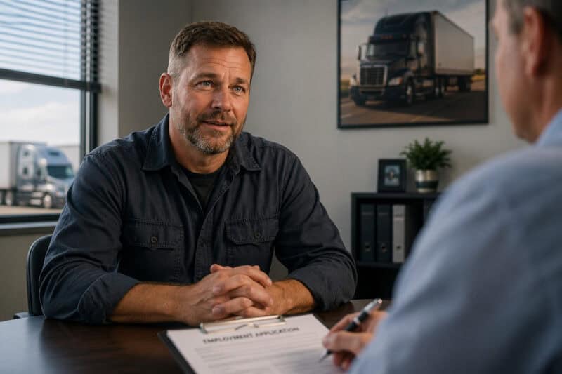 Truck driver in an interview.