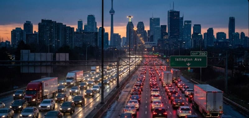Toronto at night, near Islington Ave.