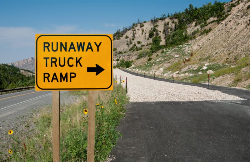 Runaway Truck Ramp Sign on Mountain.