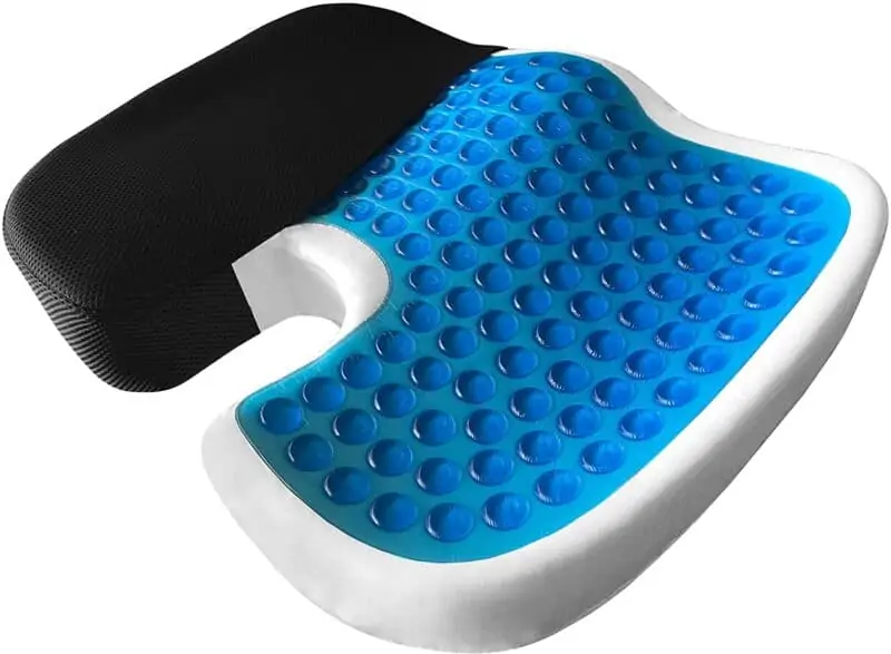 A photo of the inside of an orthopedic seat cushion. You can see the gel capsules that aid in comfort. 
