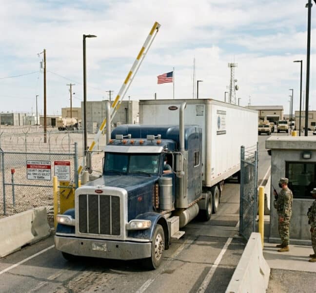 Department of Defence truck at clearance point.