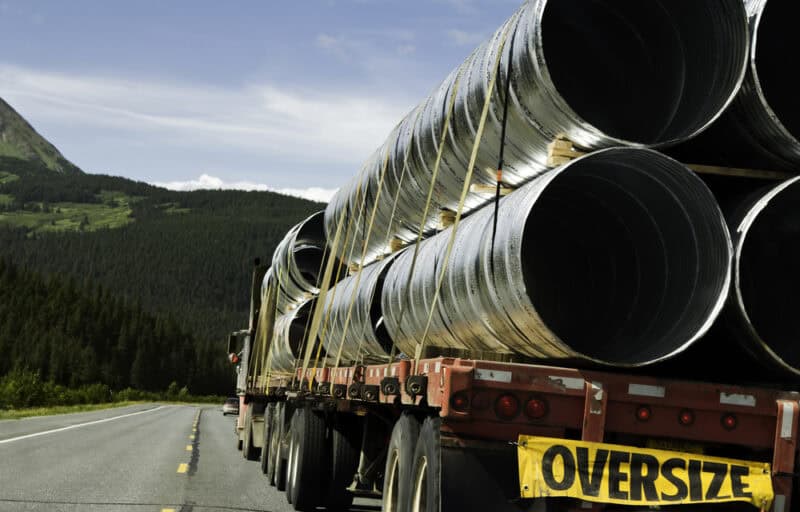 Flatbed Trailer with Oversize Load