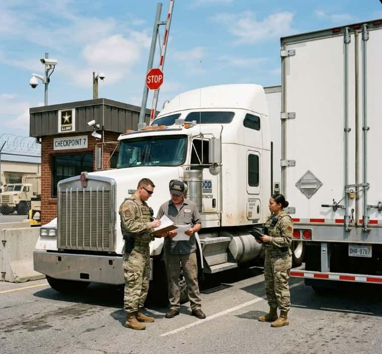 Department of Defence Truck Driver at a Secured Check point.