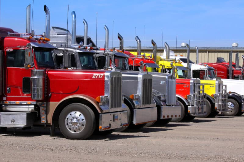 Row of semi trucks