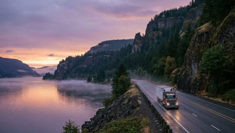 Scenic drive for a semi truck driver