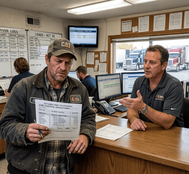 Truck Driver Recruiter Lying to a Truck Driver in the Office.